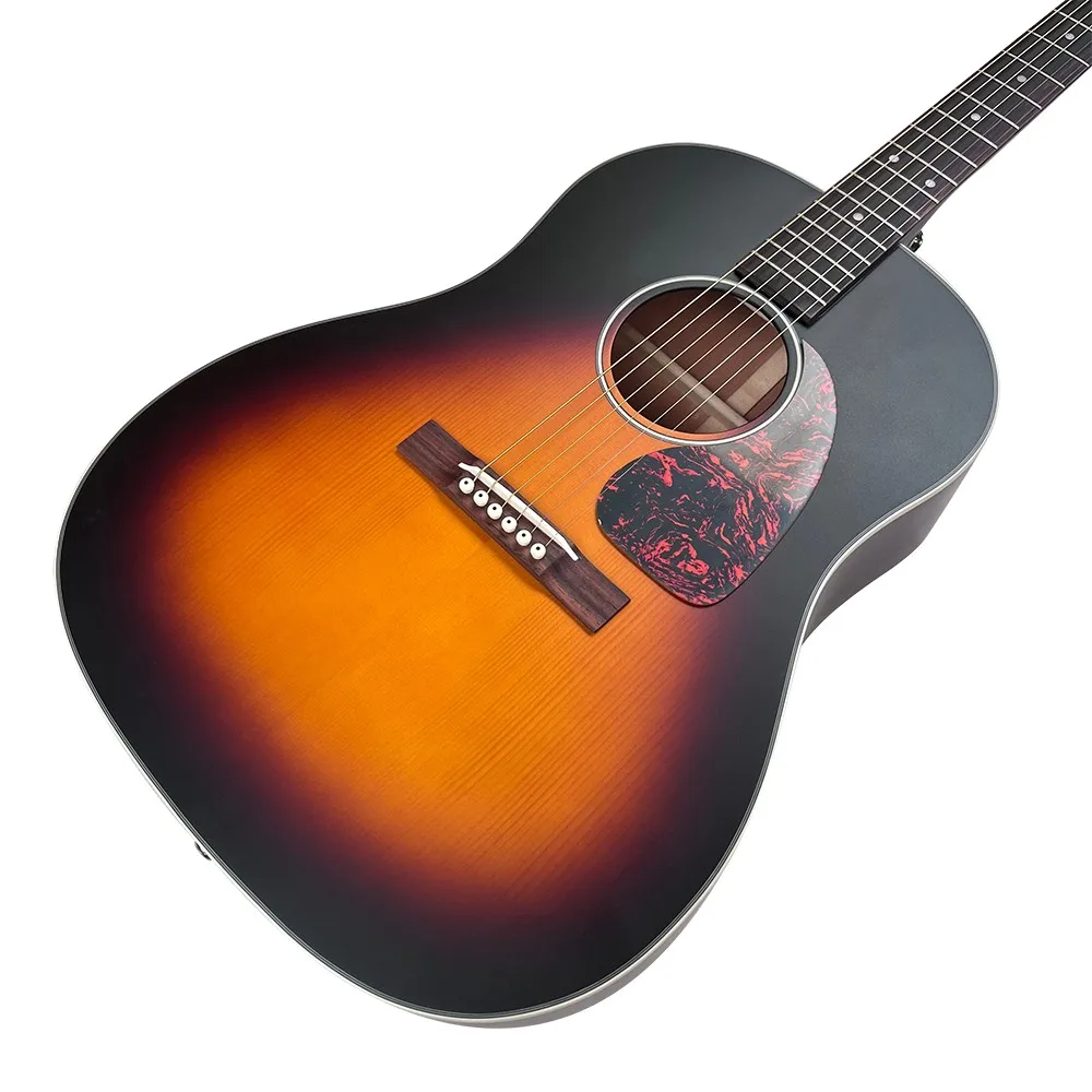 Professional Performance Sunburst Acoustic Guitar, a Handmade Reissue 1942 Version, Featuring a Solid Spruce Top, Rosewood Back