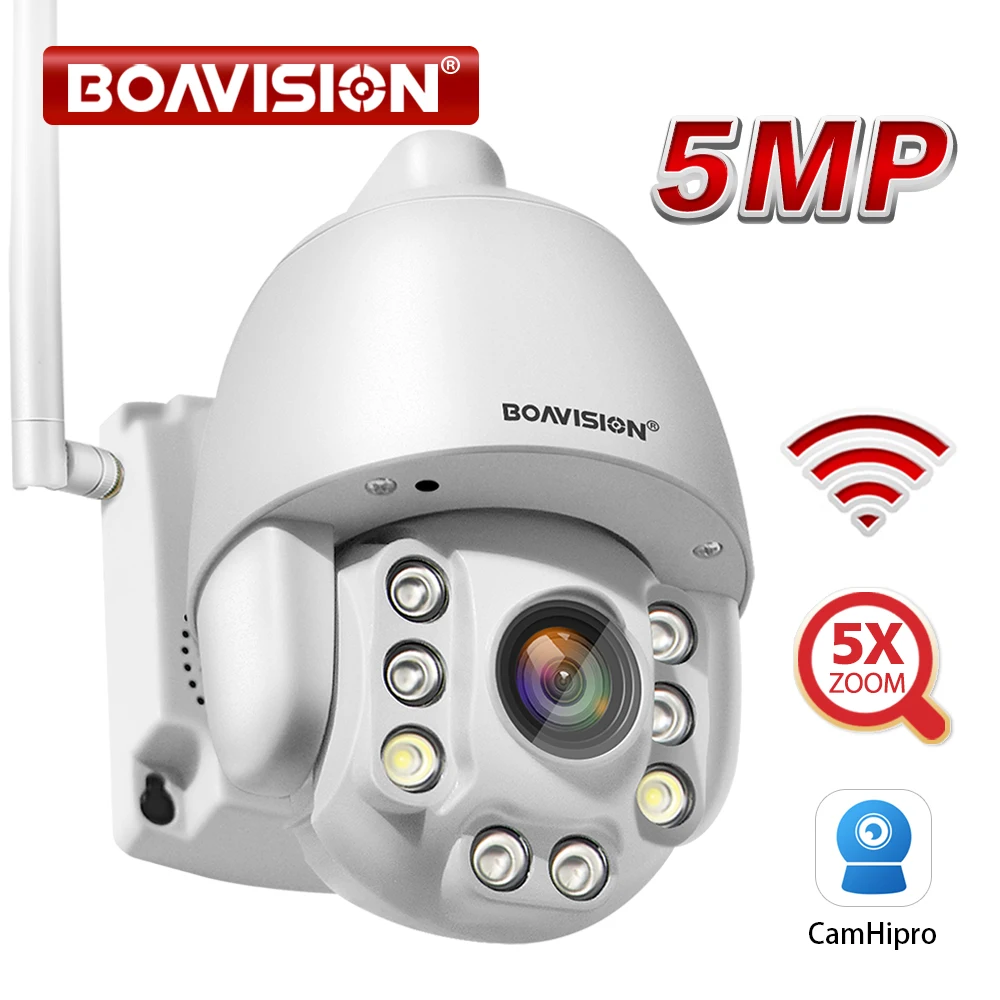 Wifi PTZ IP Camera 5MP 5X Zoom Two Way Audio AI Auto Tracking Wireless Camera Outdoor 60m IR Video Home Security Camera