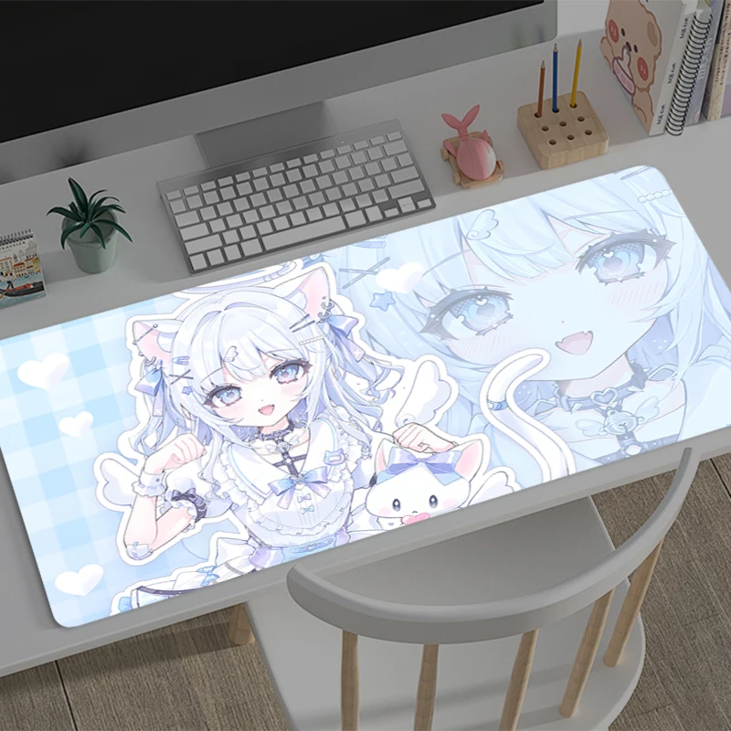Cat Ears Anime Girl Mousepad Office Computer Desk Mat Keyboard Mouse Pad Laptop Cushion Non-slip Deskpad PC Anime Large Mousepad