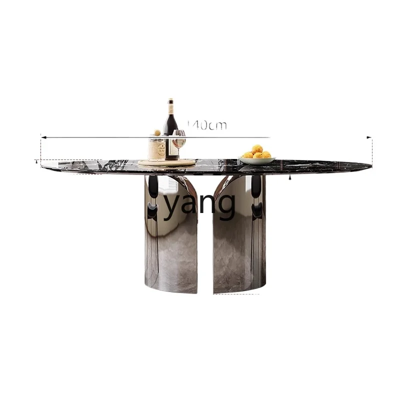 

CX natural home dining table villa living room light luxury high-end oval table and chair combination
