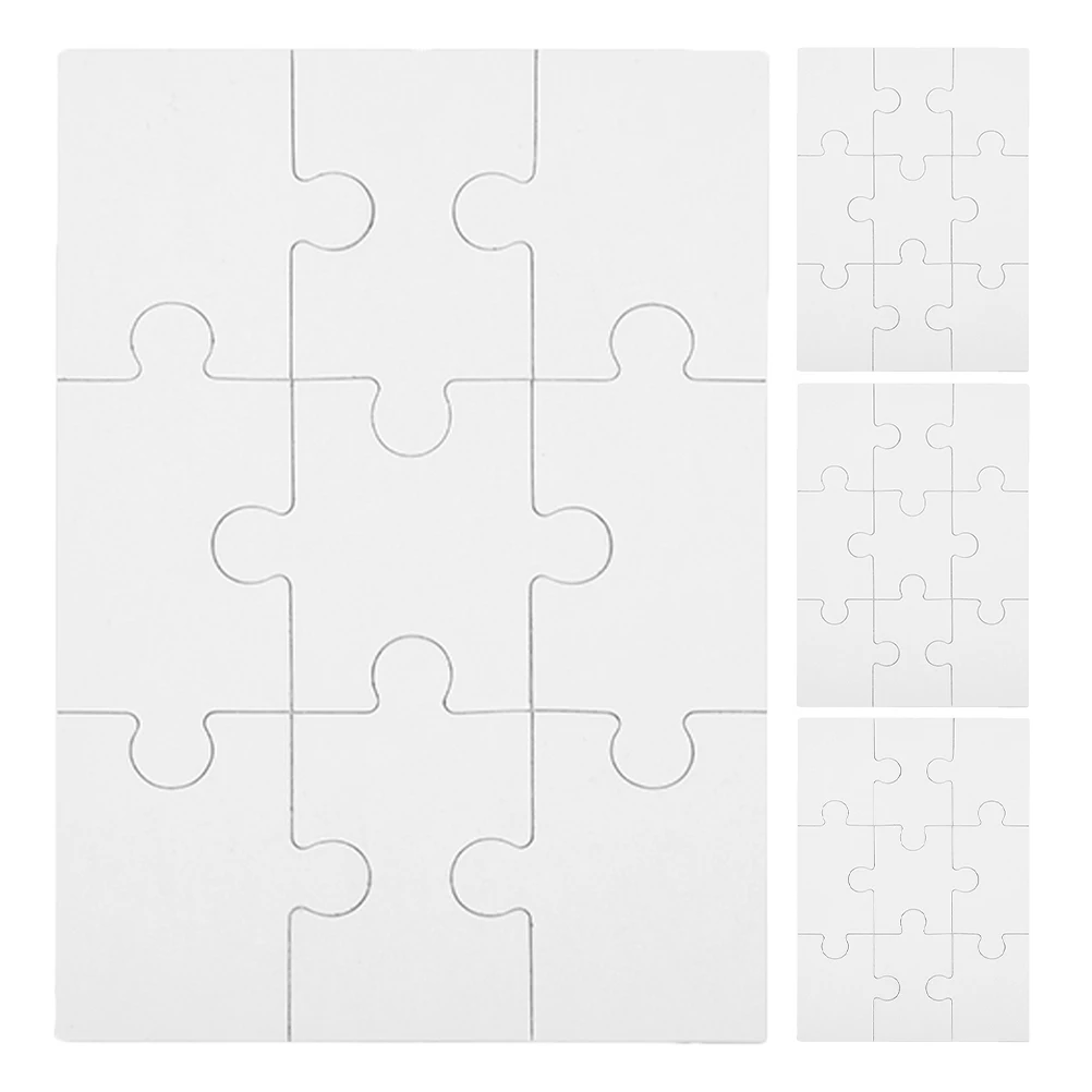 4pcs Jigsaw Puzzles Wooden Diy Puzzle Pieces For Sublimation Craft Heat Transfer Puzzle Game Gift Cognitive Plaything Idea