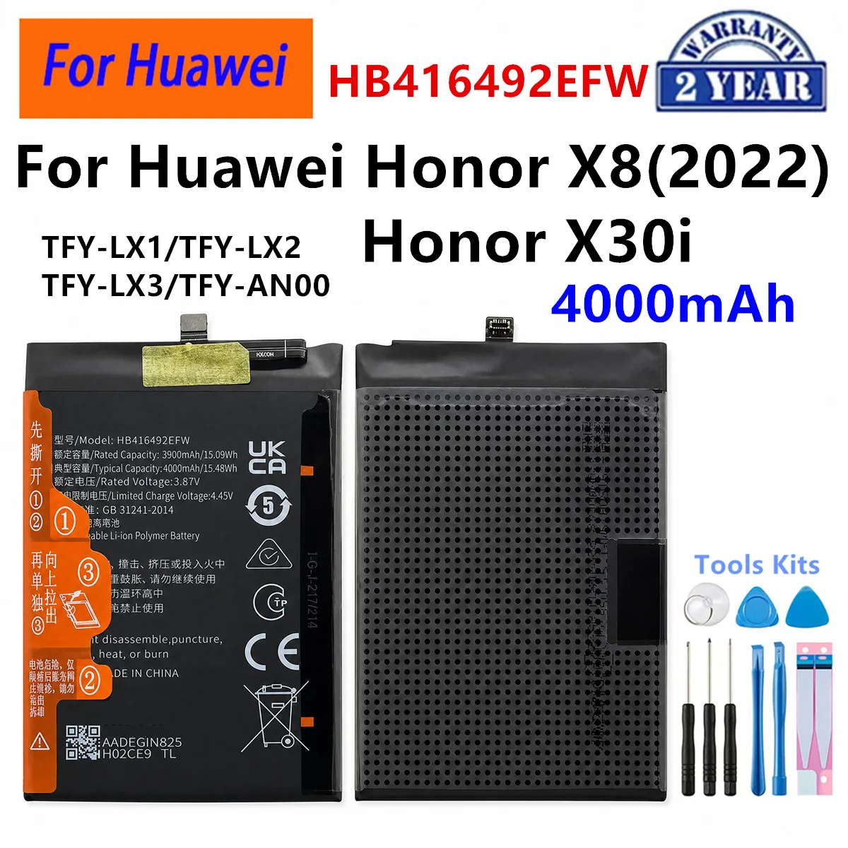 HB466594EGW HB436797EFW HB456592EFW HB4766A2EFW HB416492EFW Battery For Huawei Honor X6A/X6B/X5 Plus X8C X60i X6D X60 X8 X30i