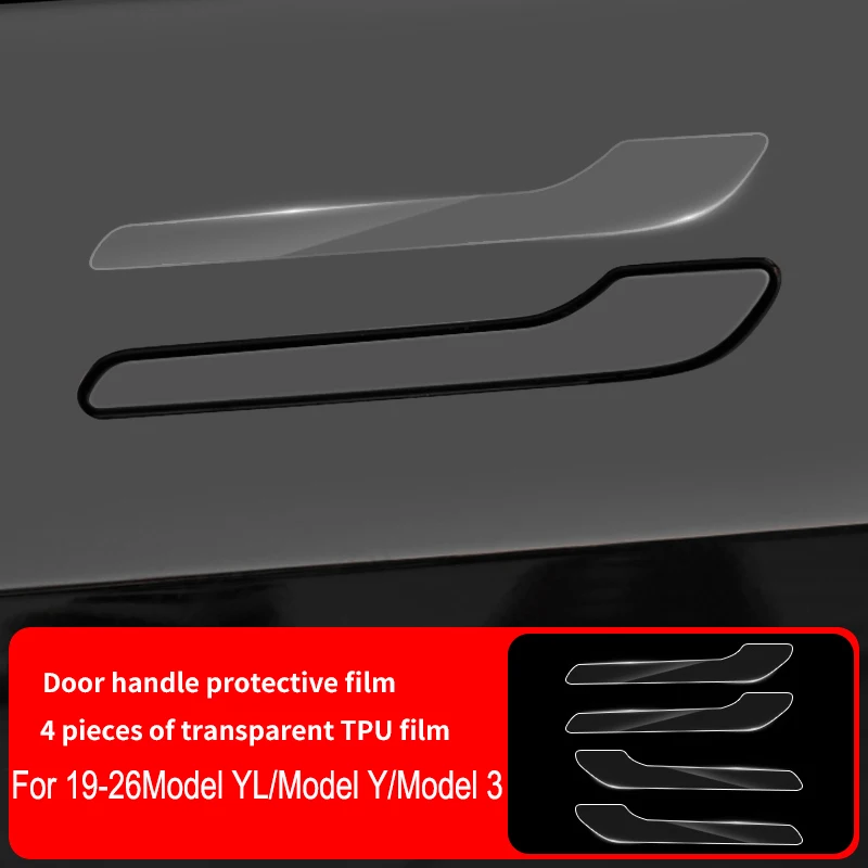 Geeignet für 19-26 Tesla Model YL/ModelY/Model3 Türgriffe TPU-Schutzfolie Türgriffe Türschalenfolie Zubehör-4 Stück – Detail 8