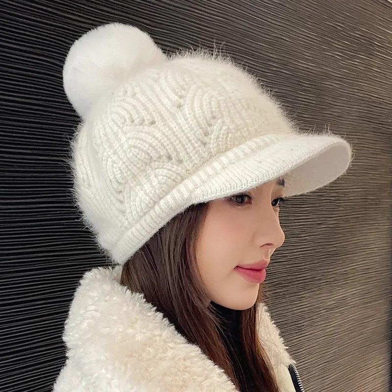 Fashion Unisex Winter Baseball Cap Women Lamb Fleece Luxury Fur Pom Pom Dad Hat Winter Outdoor Warm Hip Hop Dad Cap Gorra 모자