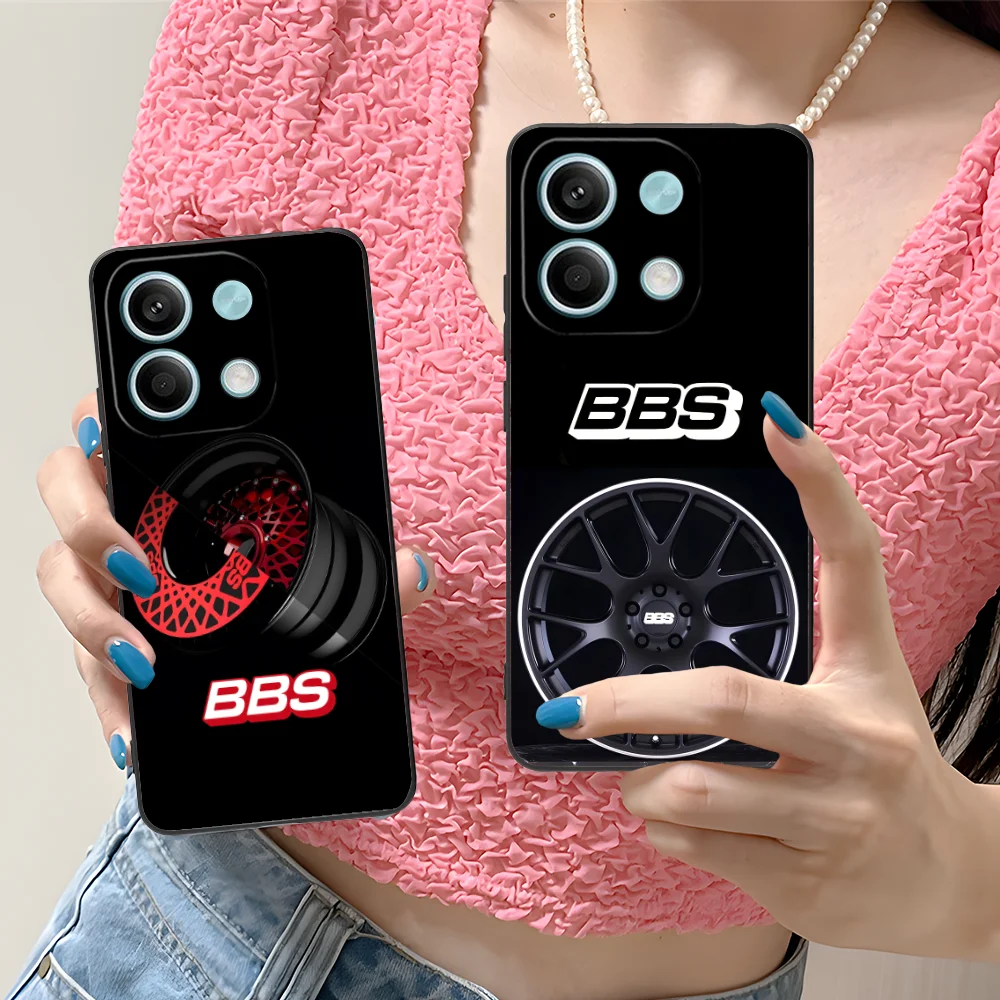 Mobile B-BBS-S Phone Case for Xiaomi Redmi Note 13 12 11 10 9 8 7 6 S A Pro Lite Plus 5G Black Cover Cellphones Smartphone