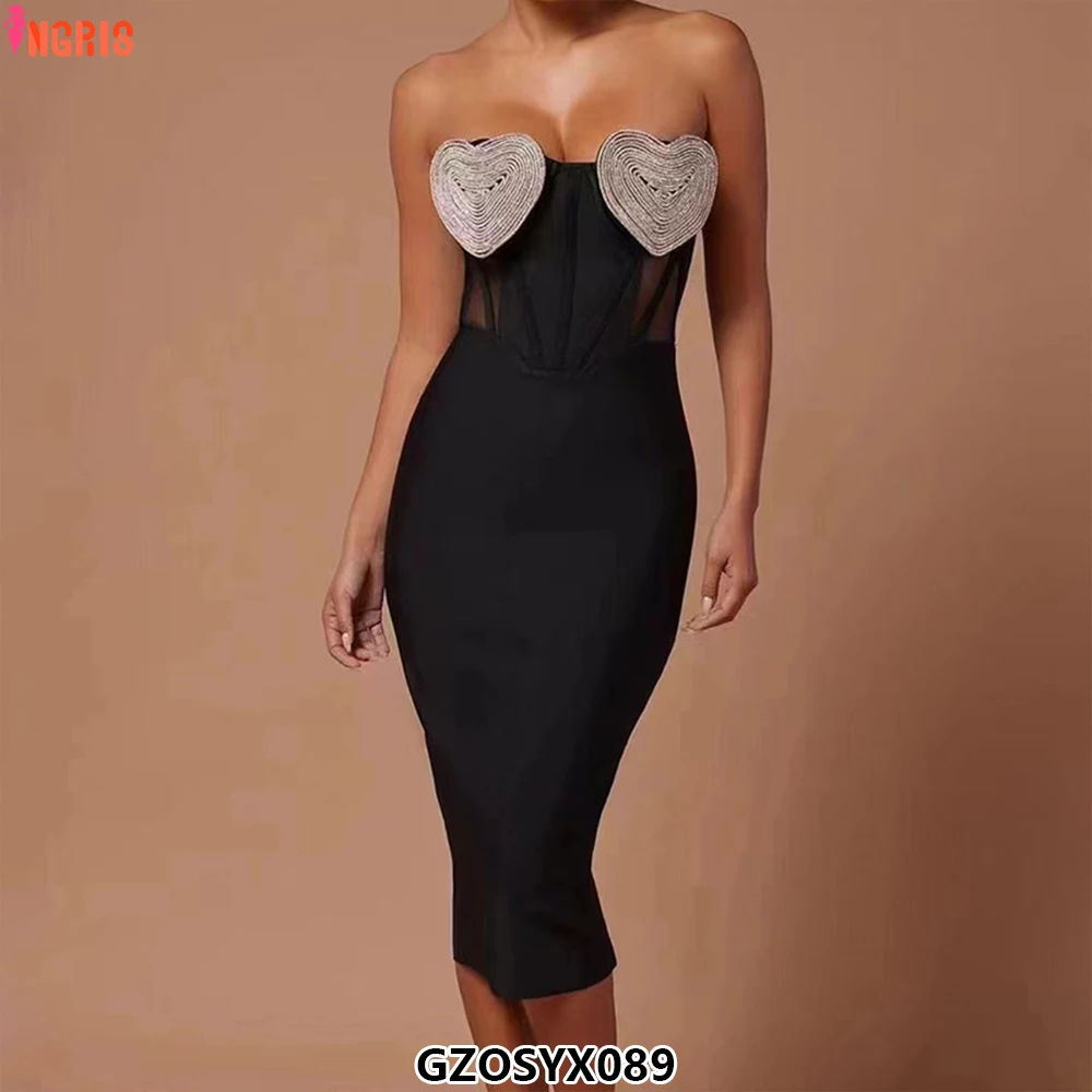 

2025 Luxury Prom Dresses Strapless Birthday Dresses Women Sexy Diamonds Bandage Dress-GZOSYX089