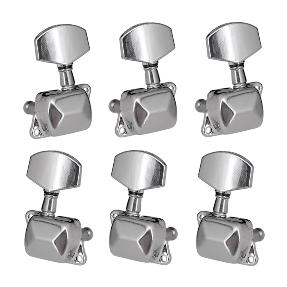 6pcs Gear Ratio 1:15 Semi-Closed Electric Acoustic Guitar Tuning Pegs Tuner Machine Heads Tuning Keys 3L3R Guitar Replacement Pa