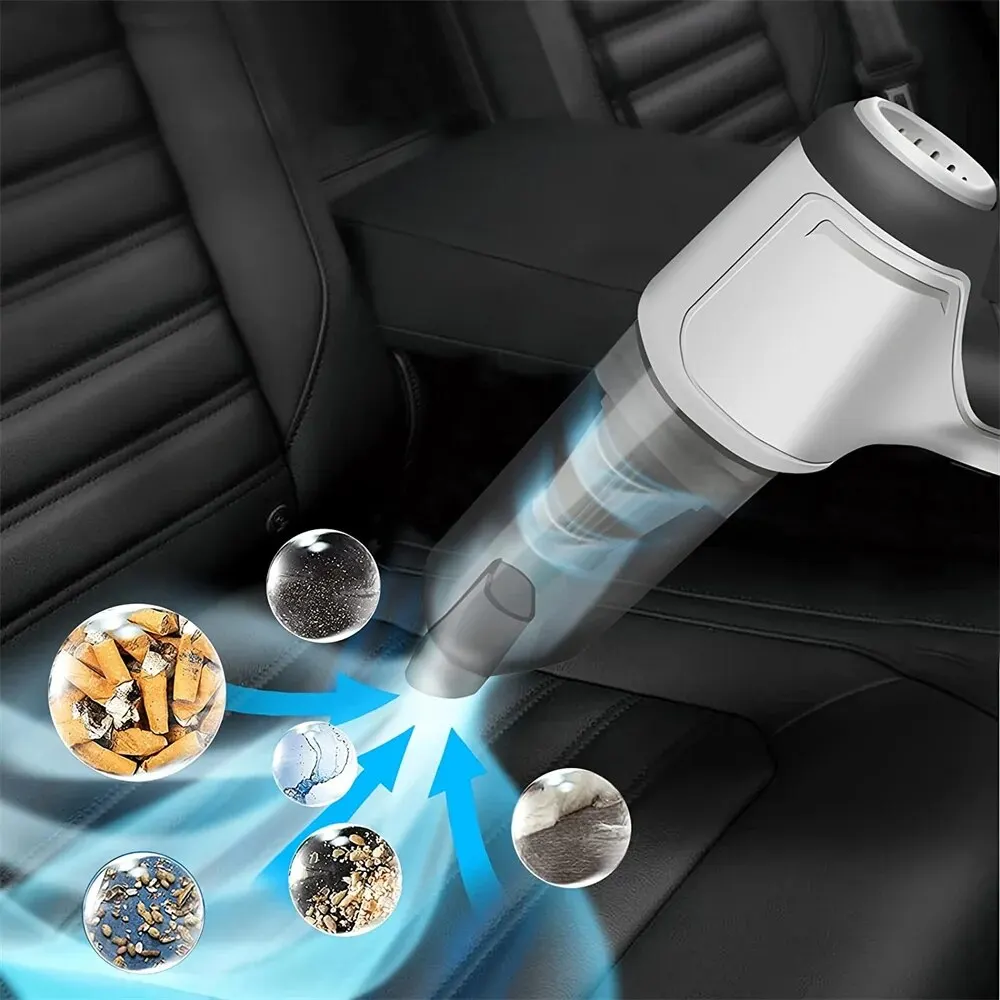 3-In-1 Car Vacuum Cleaner Handheld Portable Air Duster Rechargeable Car Vacuum Cleaner Cyclonic Suction Home & Car Dual Use