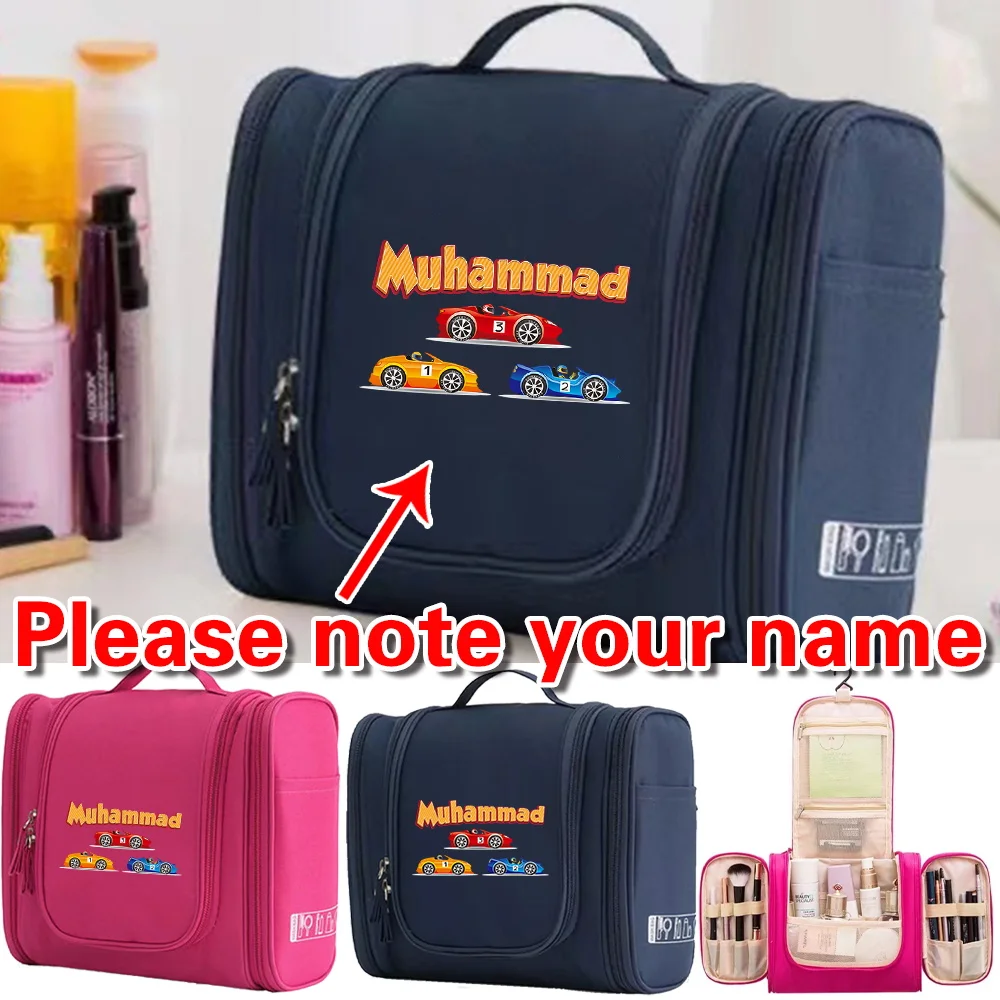 Personalized Customized Name Makeup Bag Portable Toiletry Storage Groceries Organizer Foldable Women's Zipper Cosmetic Bags