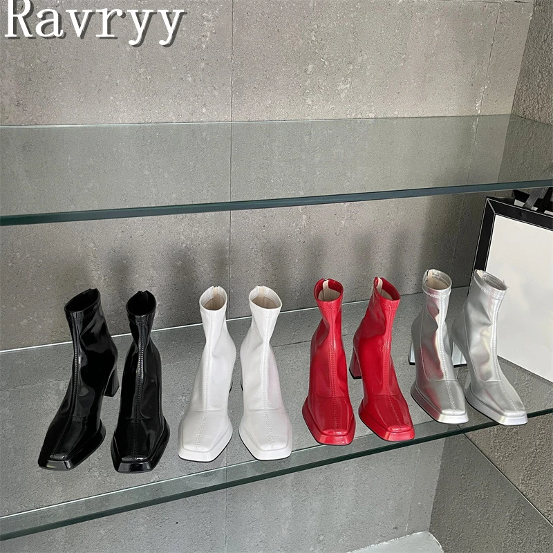 

Женские ботильоны на толстом каблуке, с квадратным носком и молнией сзади