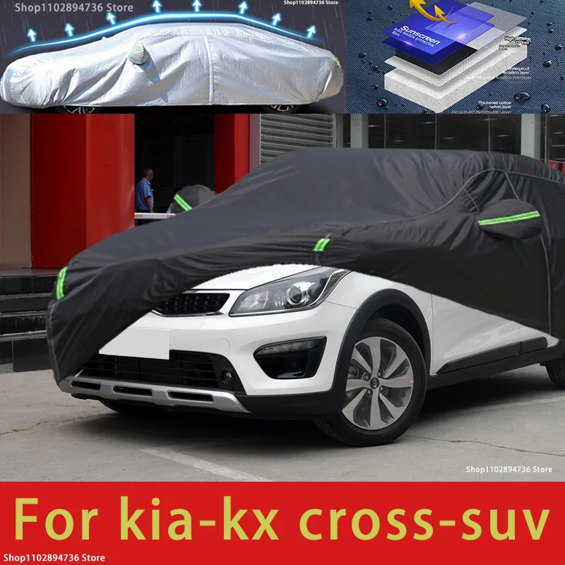 For Kia KX Cross Fit Outdoor Protection Full Car Covers Snow Cover Sunshade Waterproof Dustproof Exterior black car cover