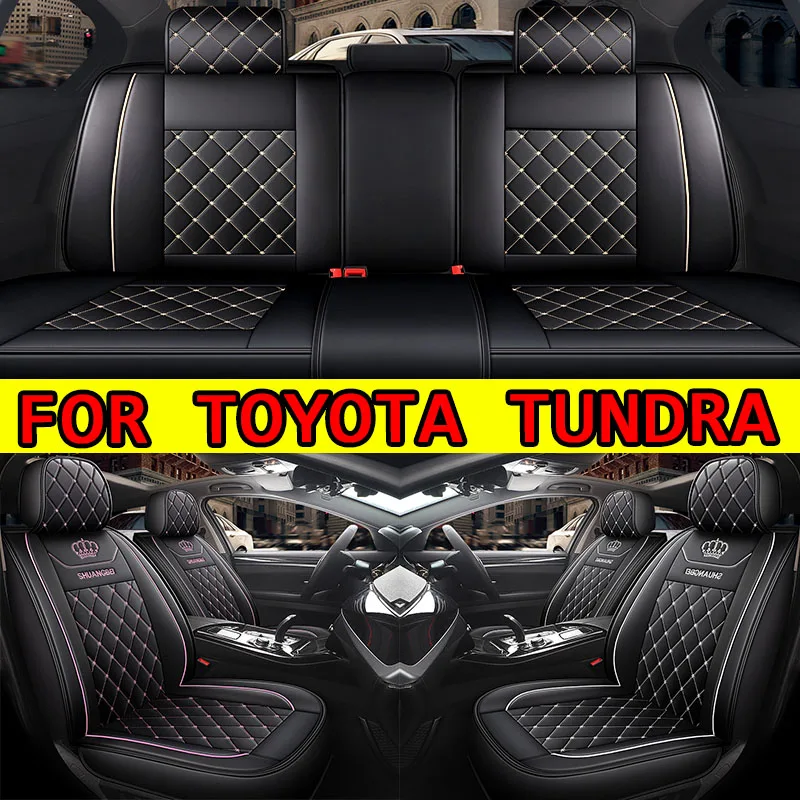 

FOR TOYOTA TUNDRA Car seat cover waterproof wear-resistant faux leather comfortable crown embroidered full wrap seat cover