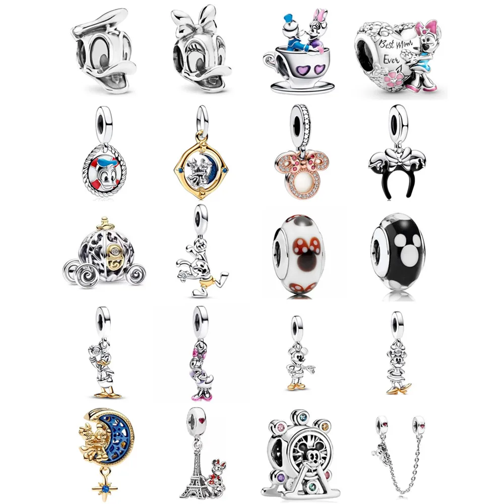 

New Miniso Fashion Disney Mickey Minnie Charm Beads Suitable for Original Women's Bracelets Jewelry Accessories Gifts