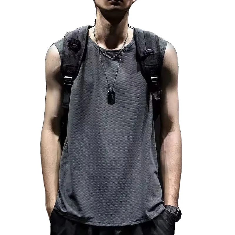 

TRSYPHXM 2025 new Mesh vest men's summer new sleeveless camisole thin solid color sports casual top