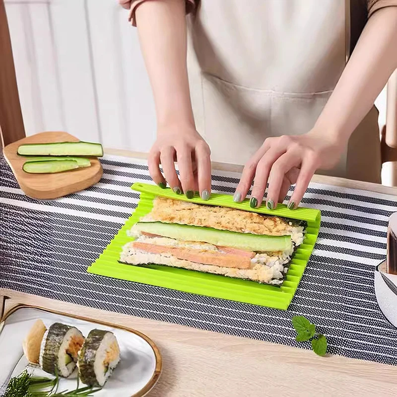 Bambu Sushi Rolling Mat, Produto Comestível, Silicone, Rolo Antiaderente, Durável, Reutilizável, Imitação, Rolos de Sushi