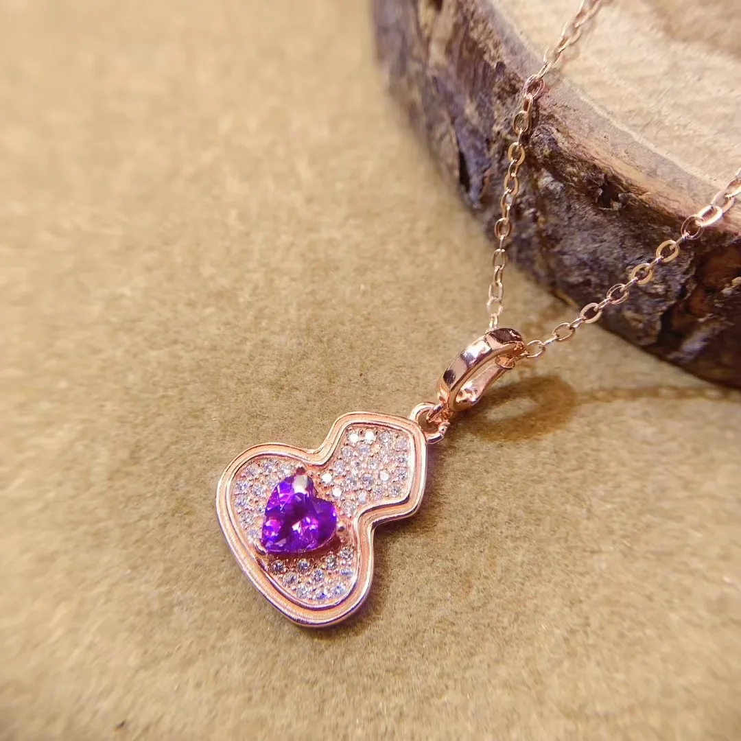 KJJEAXCMY High End Women's Pendant Natural Amethyst S925 Silver with Electroplating Boasting High Clarity Full Brilliance