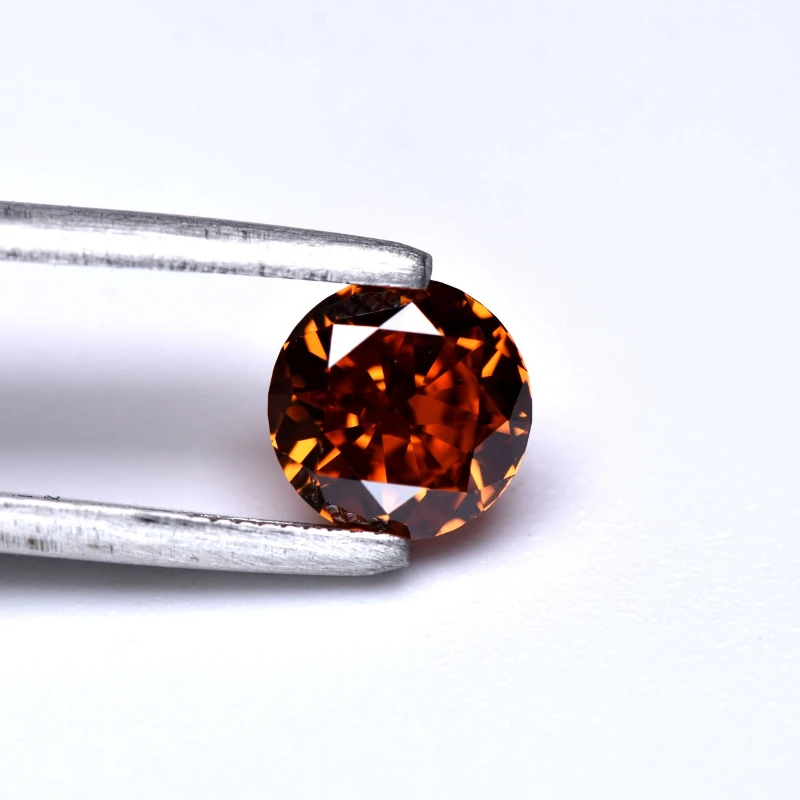 Synthetischer Edelstein Crushed-Ice-Schliff Kubischer Zirkonia Runde Form Orange Farbe 4K Schliff 5A+ Qualität für DIY Schmuckherstellung Materialien – Detail 5