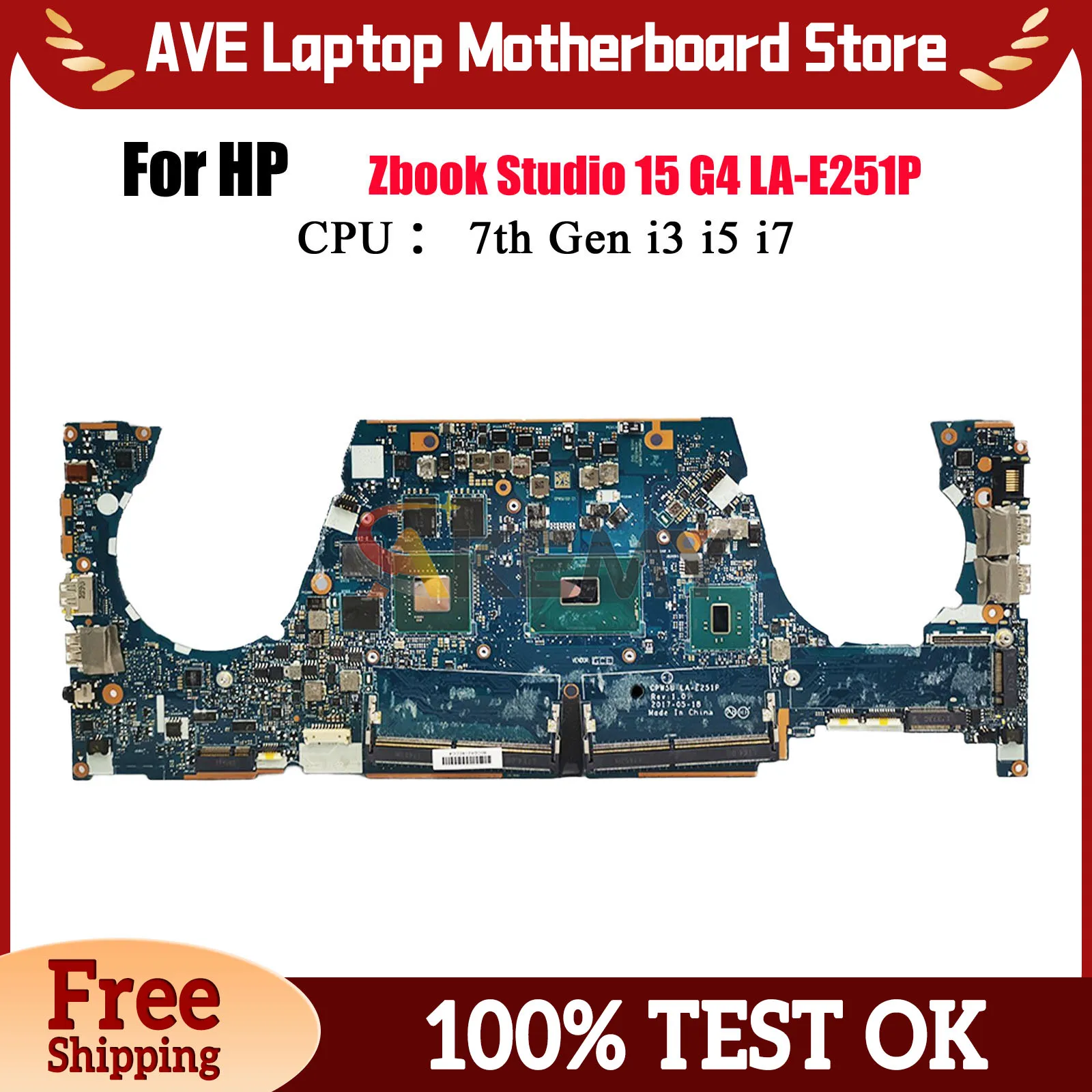 

For HP ZBook Studio 15 G4 LA-E251P Laptop Motherboard With i5 i7 CPU M1200 GPU 921018-601 100% Fully Tested