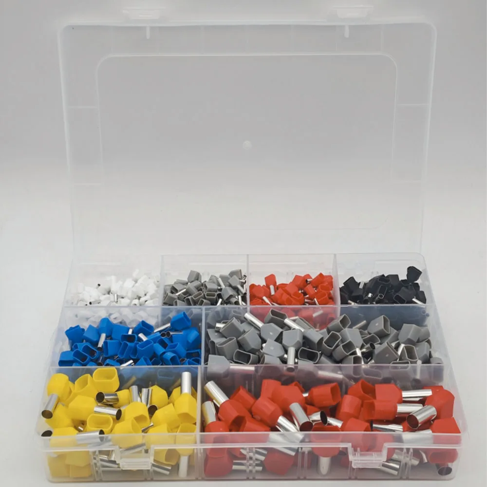 800PCS Double Wire Ferrule Kit - Dual Barrel Ferrules Connectors for AWG 22-7 Ideal for Electrical Industrial and DIY Projects