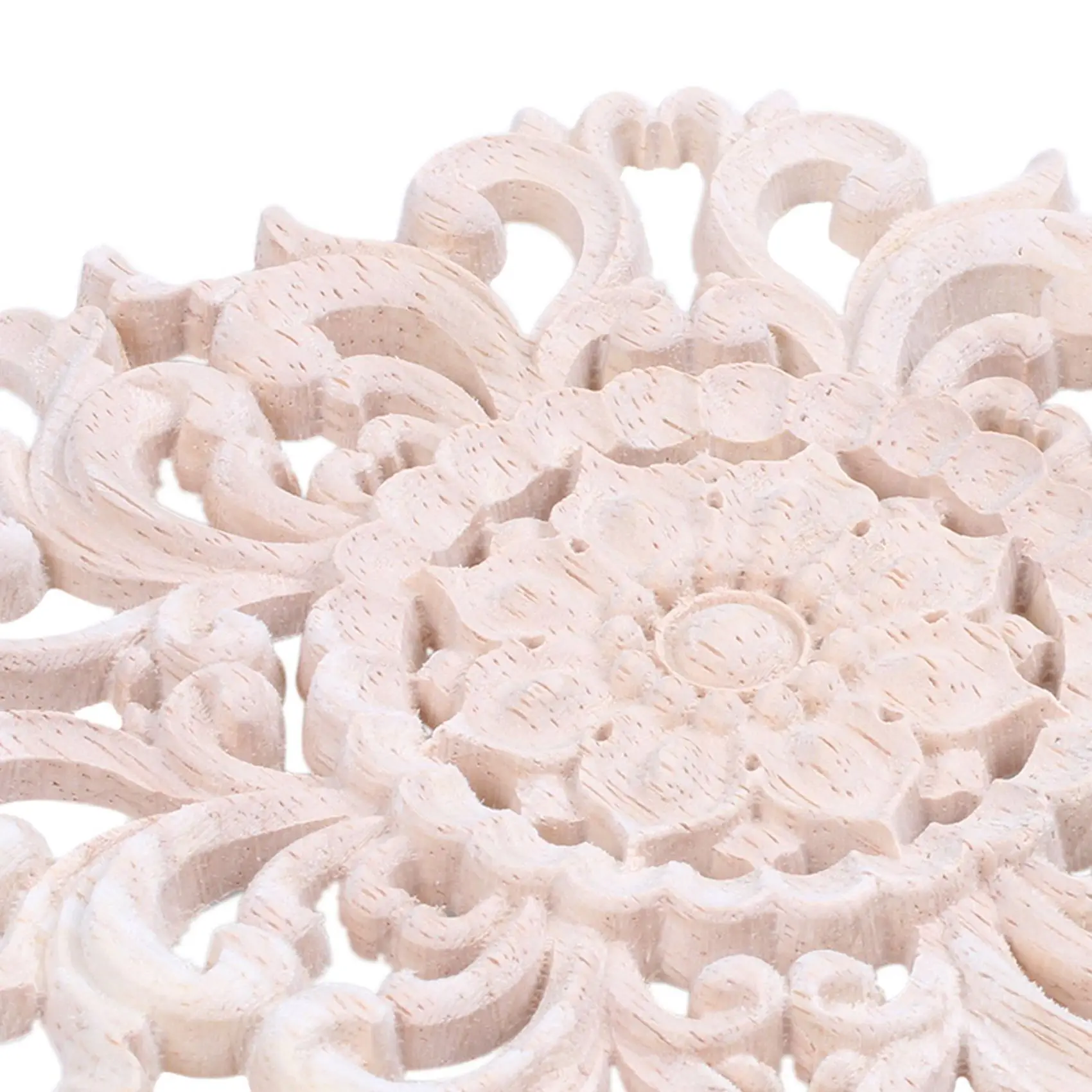 ABAH-6X Lots Wood Carved Long Onlay Applique Unpainted Flower Walls Cabinets Door Decor Type:15Cm Type A