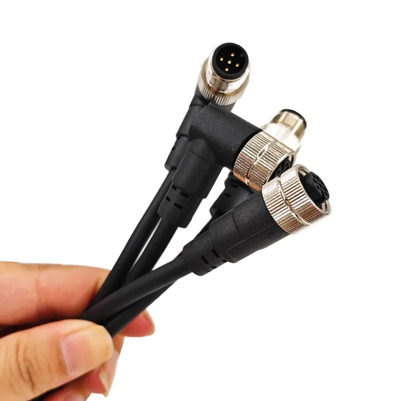 5PCS M12 Sensor Connector Cable Set Waterproof Male/Female 4/5/8 Pin with 2m PVC Line for Industrial Use