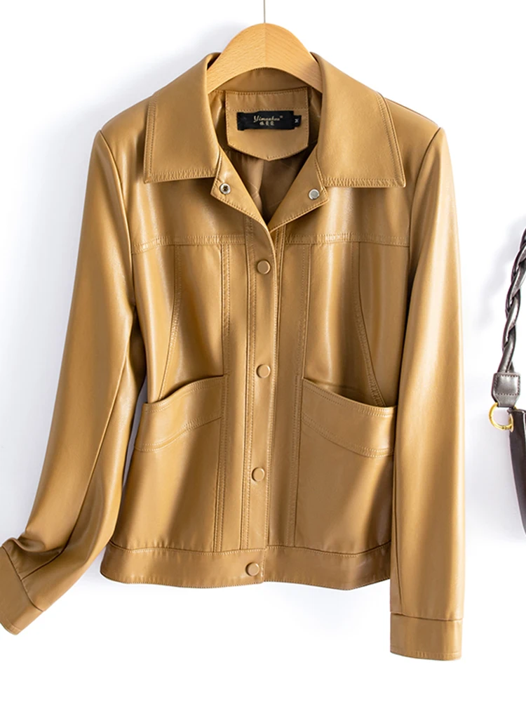   Ning 本物の牛革レザー ジャケット レディース スリムフィット オルト スレ 多用途 ファッション 春秋新作