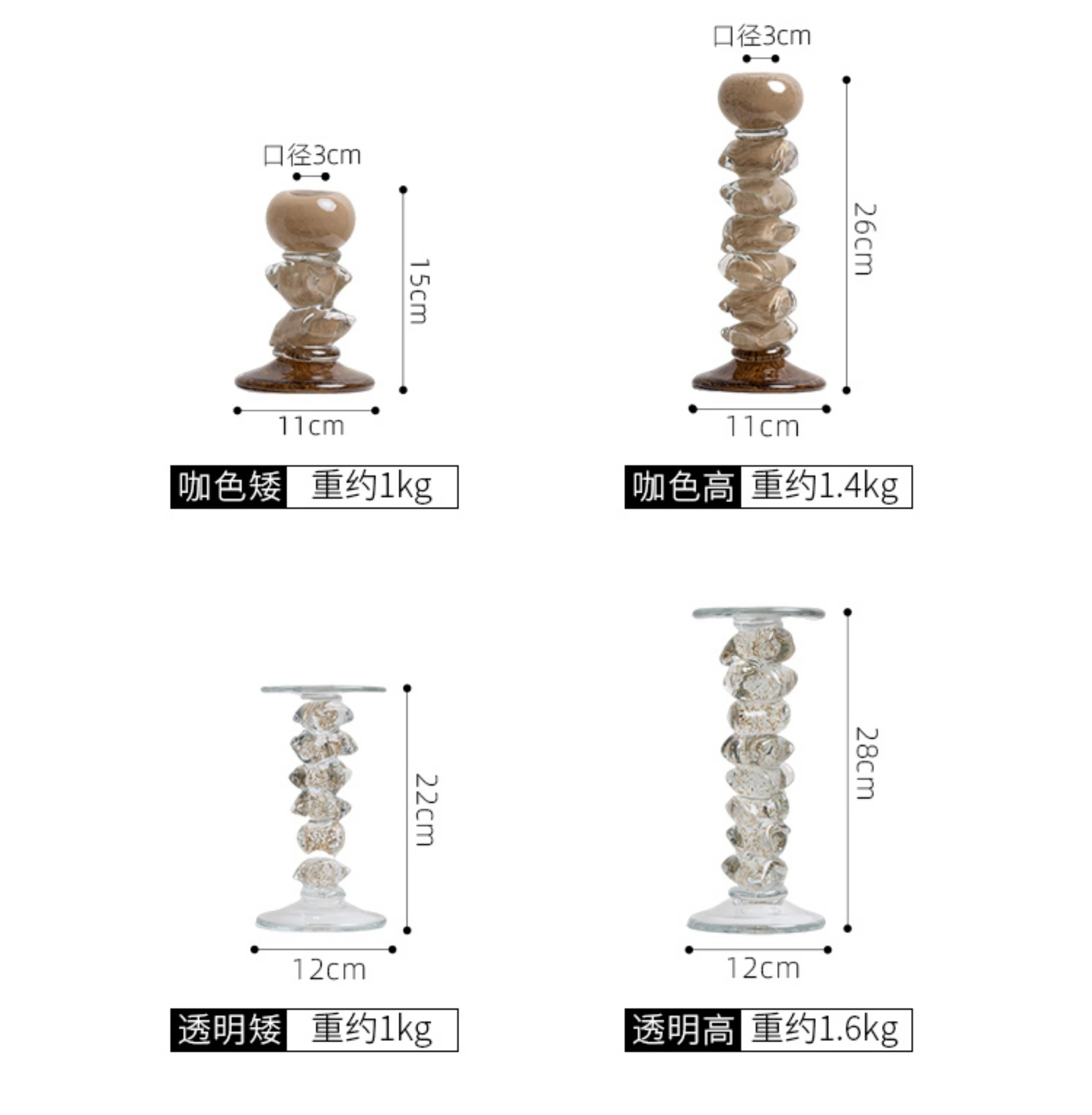 الفاخرة كتلة زجاجية كومة شمعة حامل رومانسية ضوء الشموع عشاء جو طاولة طعام غرفة المعيشة المنزلي اكسسوارات الديكور
