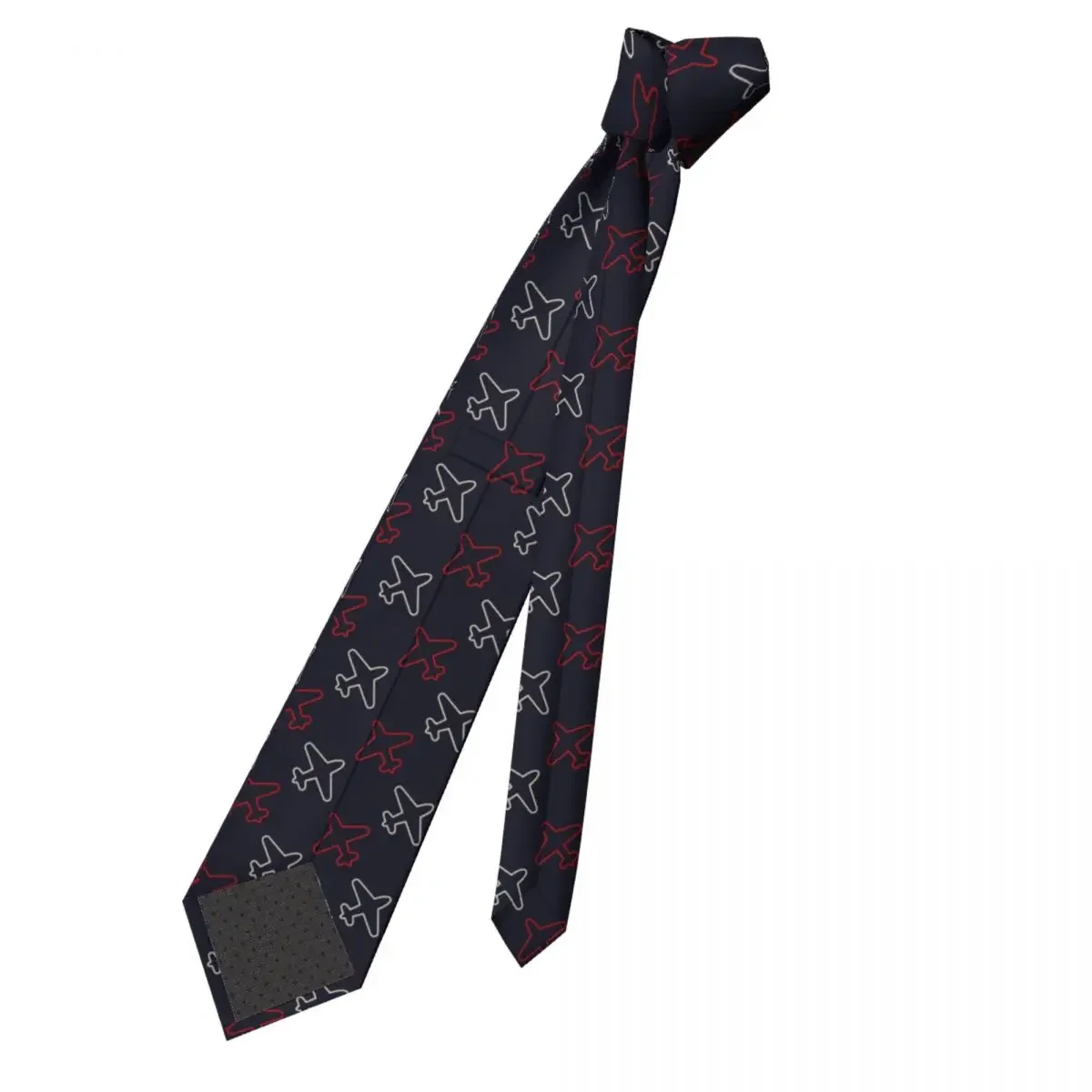 Corbatas Unisex de avión de línea de contorno rojo-blanco, corbata de cuello estrecha de poliéster delgado de 8 cm, accesorios para hombres, regalo de corbata