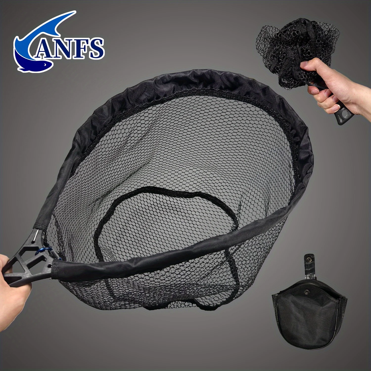 ANFS Fishing Landing Net, Fold-able Landing Trout Net, Rubber Coated Mesh Trout Net with Tackle Bag for Trout Bass - view 2