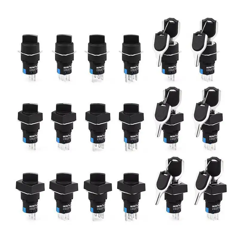 Knob Switch LA16-11X21 22X 1.55kg Position Three-Position Red Green Light Button with Key Machine Tool Power Self-Lock