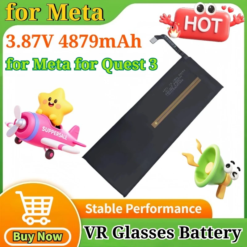 

Новые литий-ионные аккумуляторы 3.87V 4879mAh для VR-гарнитуры Meta Quest 3, безрамочные, сменные, для крепления на голову, запчасти и аксессуары