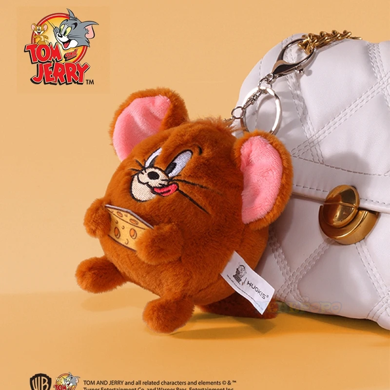 New Cute Tom and Jerry Cartoon Plush Keychain Soft Stuffed Toy Backpack Pendant Car Keys Funny Cute Squeak Keychain Accessories