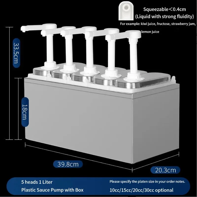 304 Stainless Steel & PP Dual Sauce Pump Dispenser – 1L/2L Capacity, 35ml Precise Portion Control for Ketchup, Mustard & Syrup