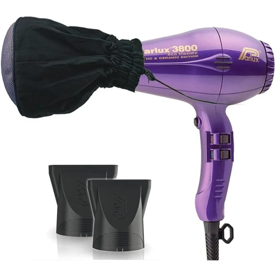 

3800 Eco-Friendly Ionic Ceramic Violet Hair Dryer + Metal Mesh Diffuser Bundle Lightweight Fast-Drying Frizz-Control Blow Drye