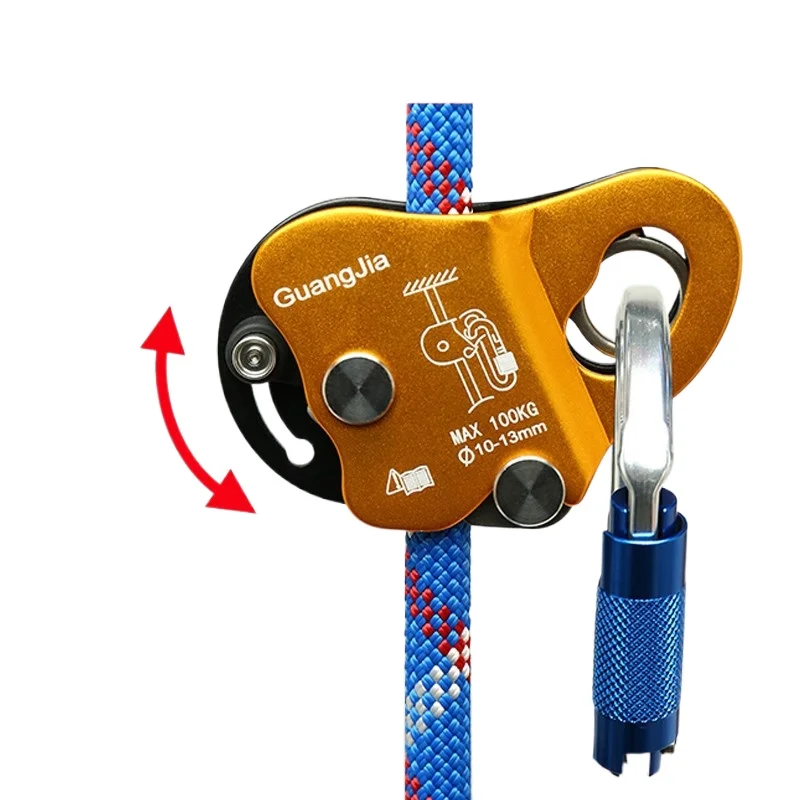 Anti-fall safety rope self-locking, rope grabber, movable mountaineering and rock climbing protection, fall stop