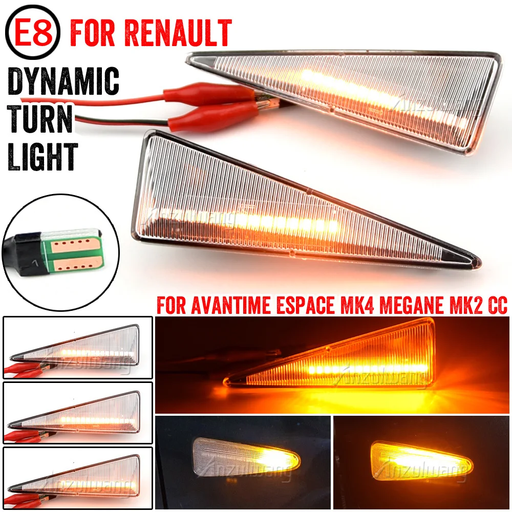 Indicatore di direzione laterale dinamico a LED per Renault Megane MK2 CC Scenic Espace 4 Vel Satis Wind Avantime Thalia 2
