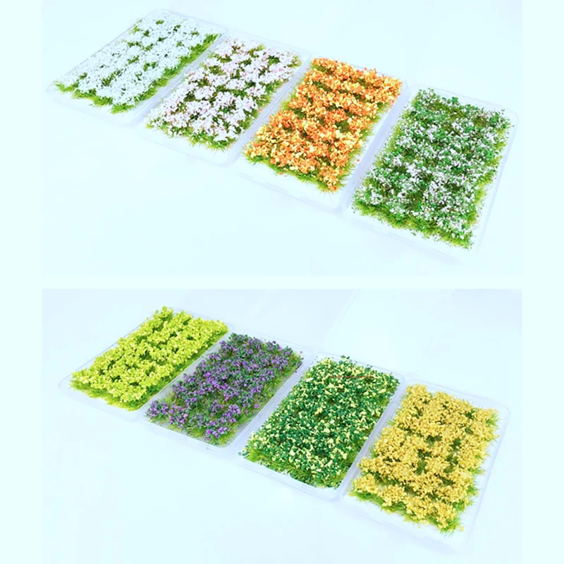 28 pçs 1 caixa vegetação folha verde flor cluster modelo trem diy material mesa cena areia brinquedo