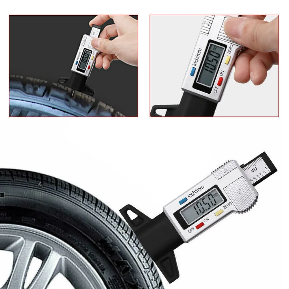 Digital Tread Depth Gauge For Car Tyre Tire Meter Thickness Gauges Automobile Tire Wear Detection Measuring Tools Depth Caliper