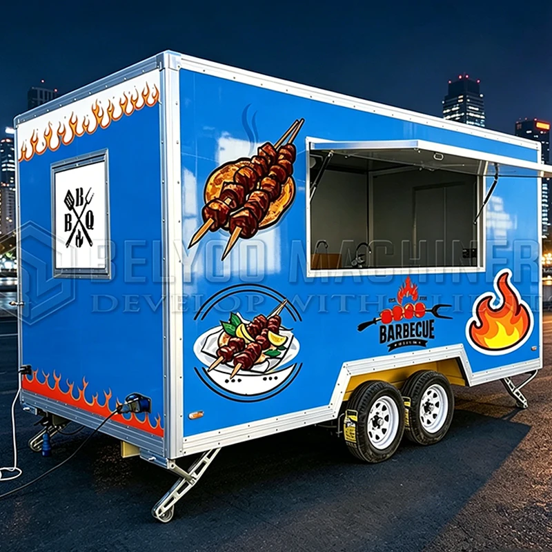 Belyoo Square Dining Trailer Can Be Customized For Outdoor Mobile Sales Barbecue Stainless Steel Factory Sale