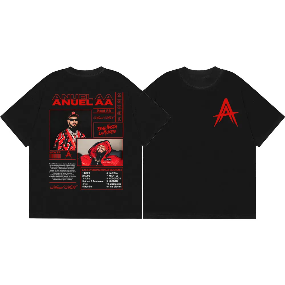 Rapper Anuel AA Music Album Merch T-shirt Harajuku Hip Hop Style Short Sleeve T Shirts Men Women Fashion Y2k Oversized T-shirts