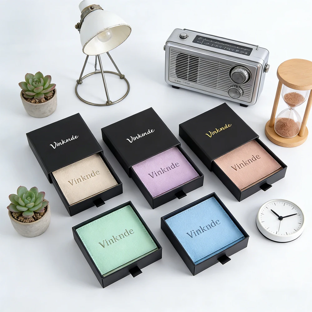 

50pcs Black Paper Jewelry Gift Box with Velvet Bag Pouch Personalized Logo Small Jewelry Packaging Bulk Drawer Cardboard Boxes