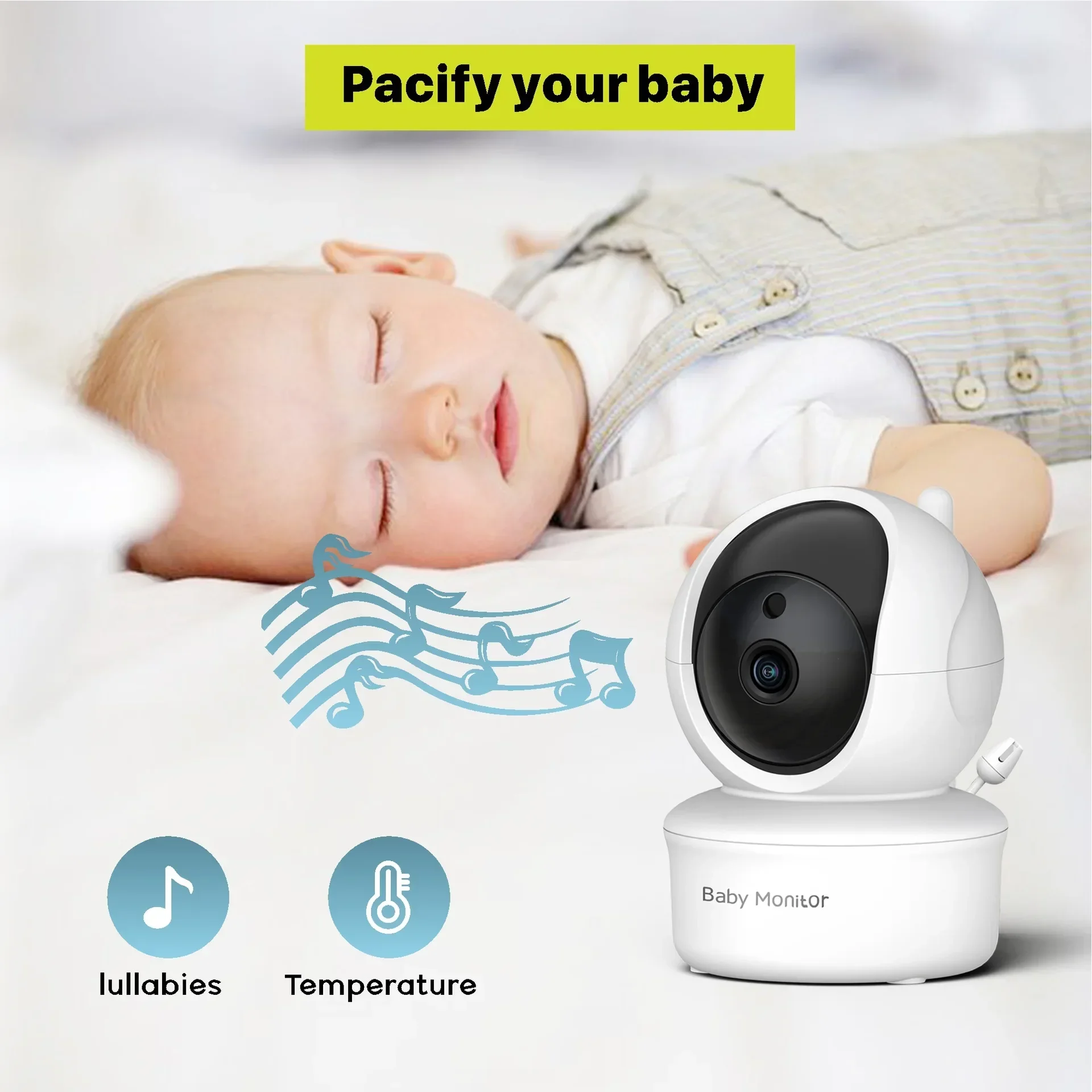 5 Inch Video Baby Monitor with Camera 360° Remote Control Pan-Tilt 2X Zoom Nanny Cam Mother Kids Surveillance Baby Items SM650