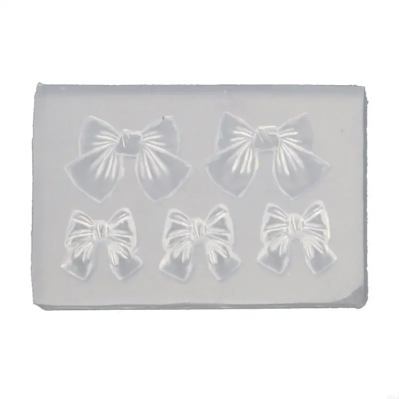 

Q0KA Sculpture Stamping Plate Nails Art Stencils Crystal Epoxy Resin Mold Silicone Carving Mold 3D Mini Bowknot Mould