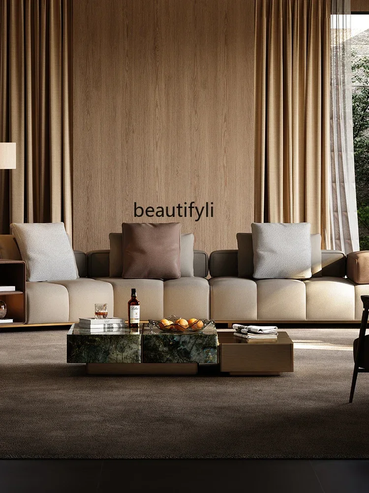 182Q Modern Simple Light Luxury High Sense Designer Model Living Room Balcony Coffee Table Natural Marble Coffee Table Home