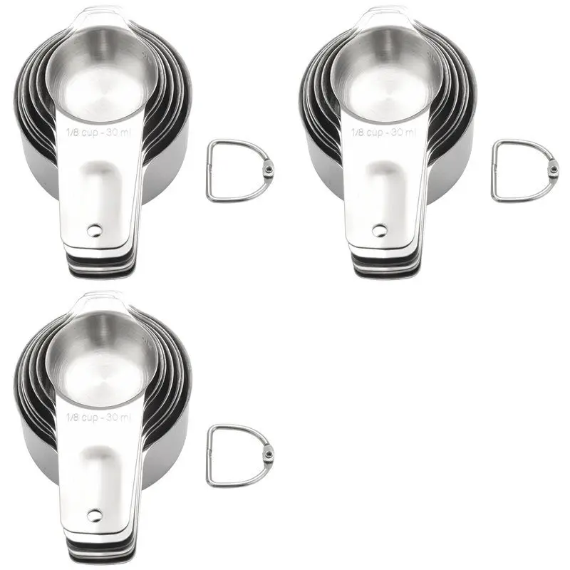 

AB15-Measuring Cups Set Of 21 With 1/8 Cup Coffee Scoop,Stainless Steel Metal Measuring Cup, 21Piece Stackable Set With Spout