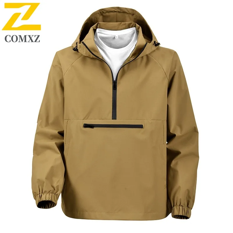 

EIAO Autumn Men's Hooded Windbreaker Multiple colors Casual Coat Waterproof Windproof Jacket for Hiking Camping Fishing Workwear