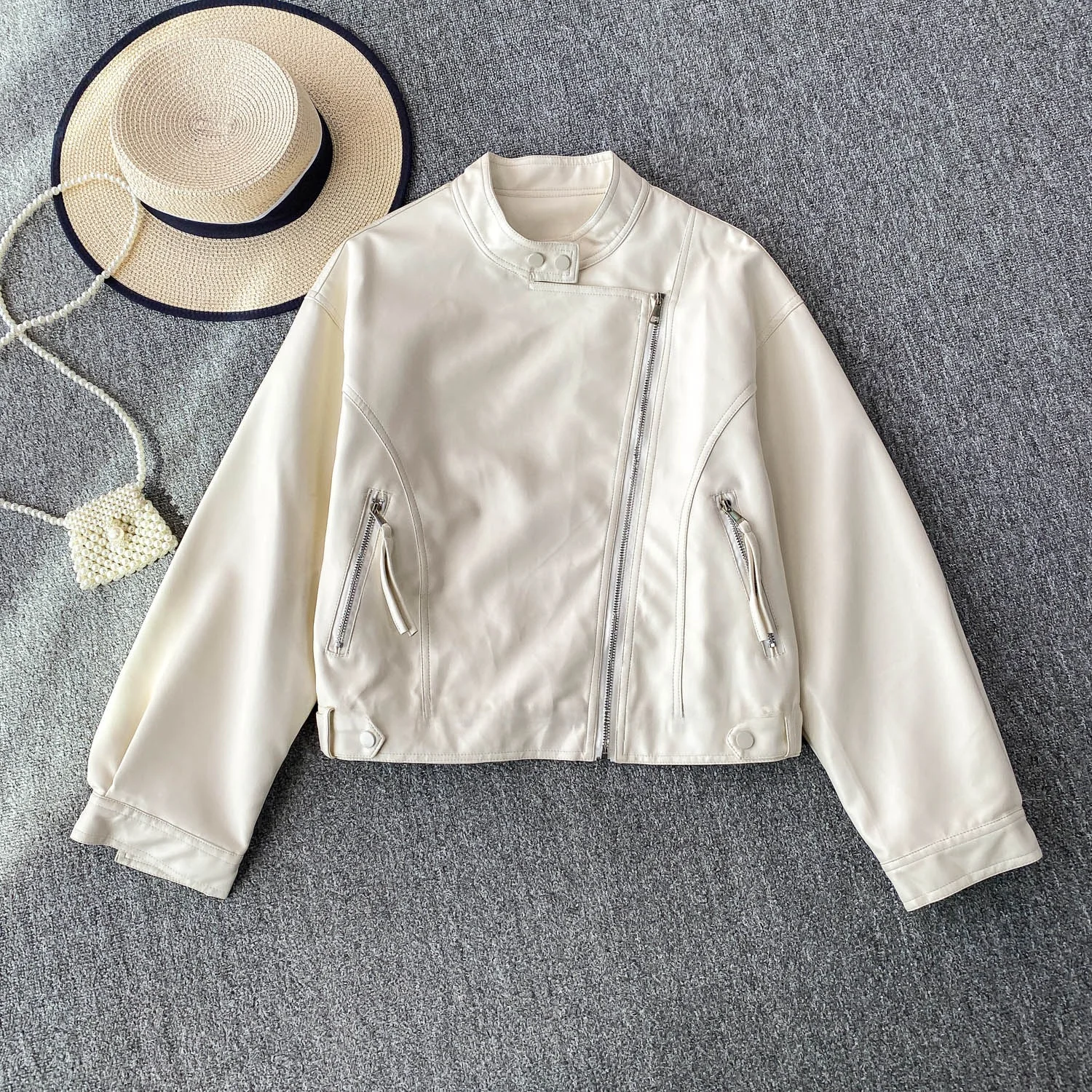 

American Sle Sweet Cool Spicy Girl Street Sle Slim Fit на молнии из искусственной кожи или женский топ с высоким дизайном Sense