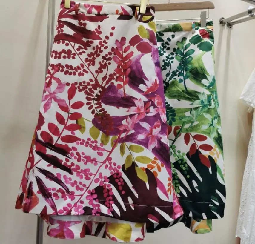 

Flower High Waist Fashion Irregular Long Skirt Elegant Print Skirt women