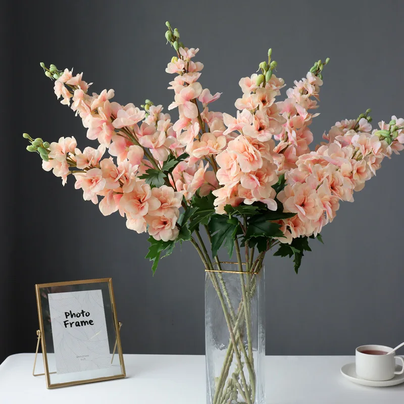 2Pc 3D Real Touch Delphinium Artificial Flower Moisturizing Hyacinth Fake Flowers for Home Wedding Event Deco Flower Arrangement