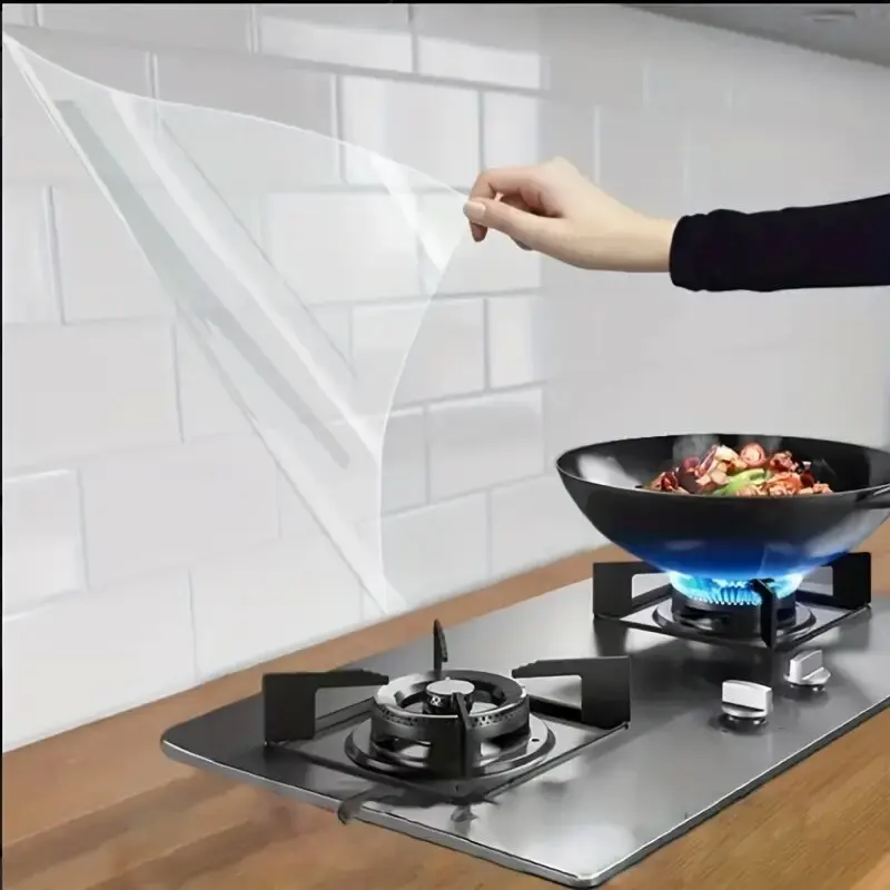 Transparent Wallpaper 60cm Waterproof Oil-Proof Static Film High Temp Resistant Anti-Fouling Sticker for Kitchen Stove Backsplas